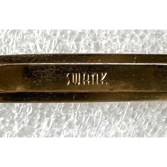 Vintage Swank Arrow Tie Clip Tie Bar Gold Plated Mother Of Pearl Feather Accents - Picture 3 of 6